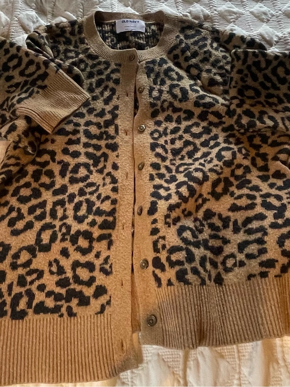 Old Navy Leopard Print Button-Front Cardigan - Tan & Black - Picture 2 of 3